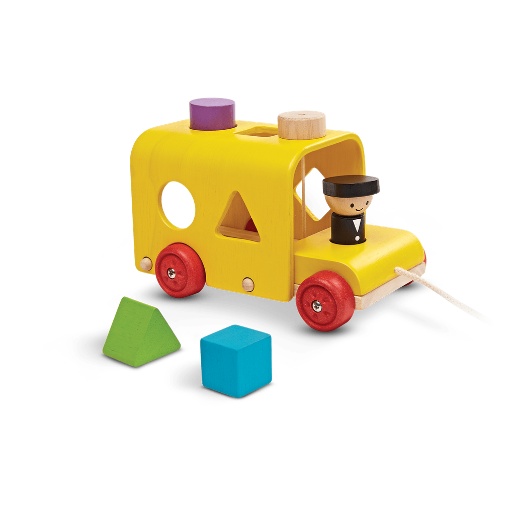 PlanToys yellow Sorting Bus wooden toy