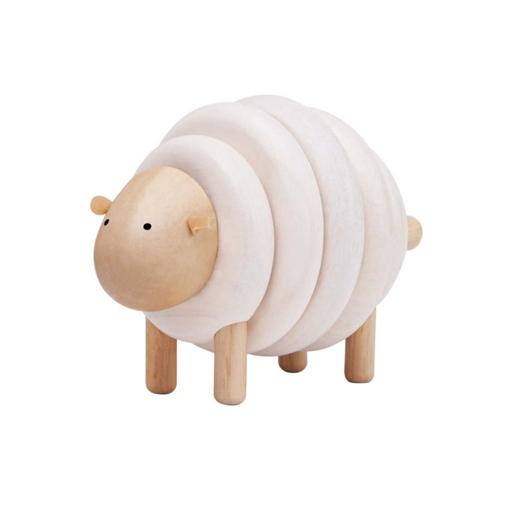 PlanToys white Lacing Sheep wooden toy