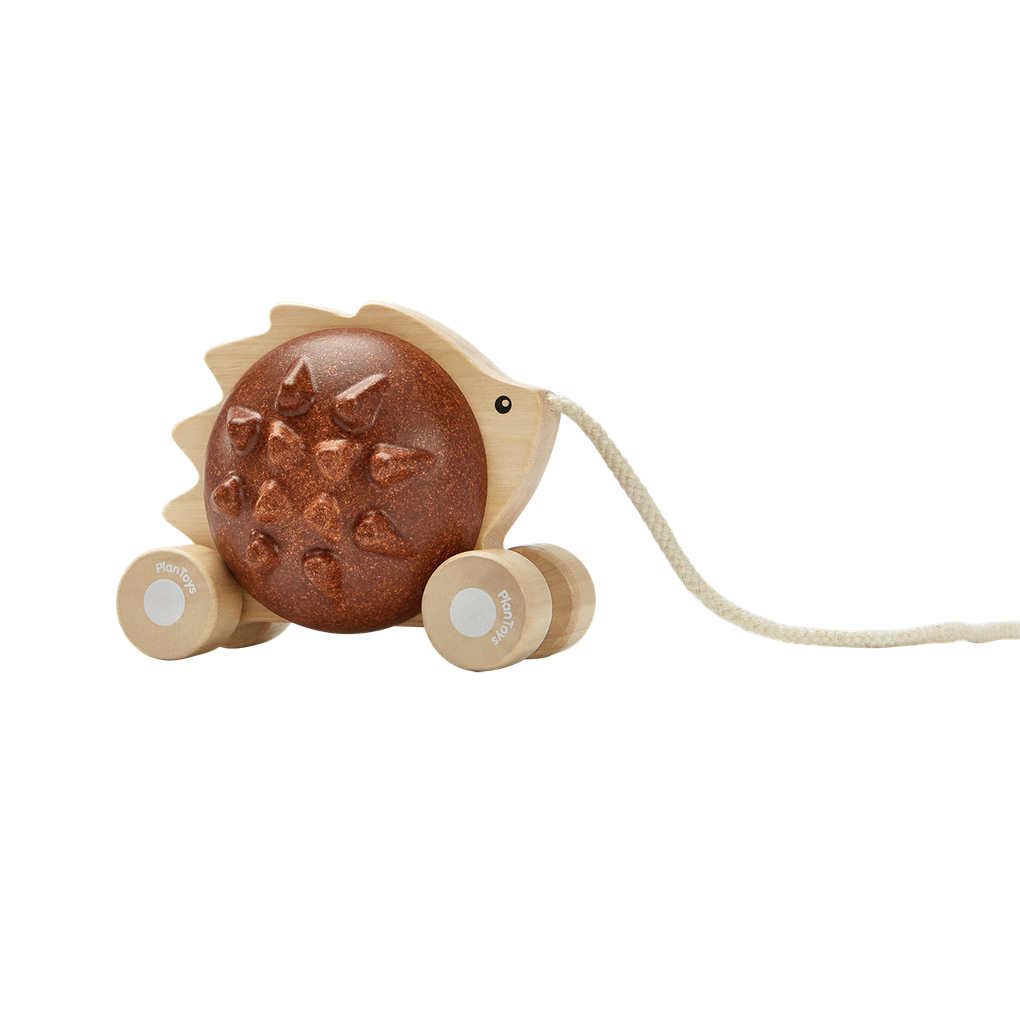 PlanToys brown Pull Along - Hedgehog wooden toy