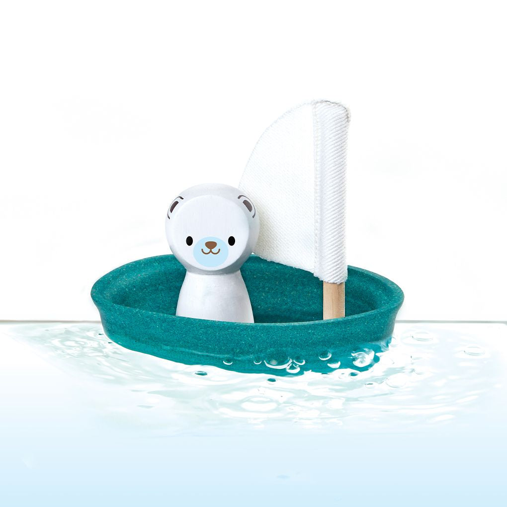 PlanToys Sailing Boat - Polar Bear wooden toy