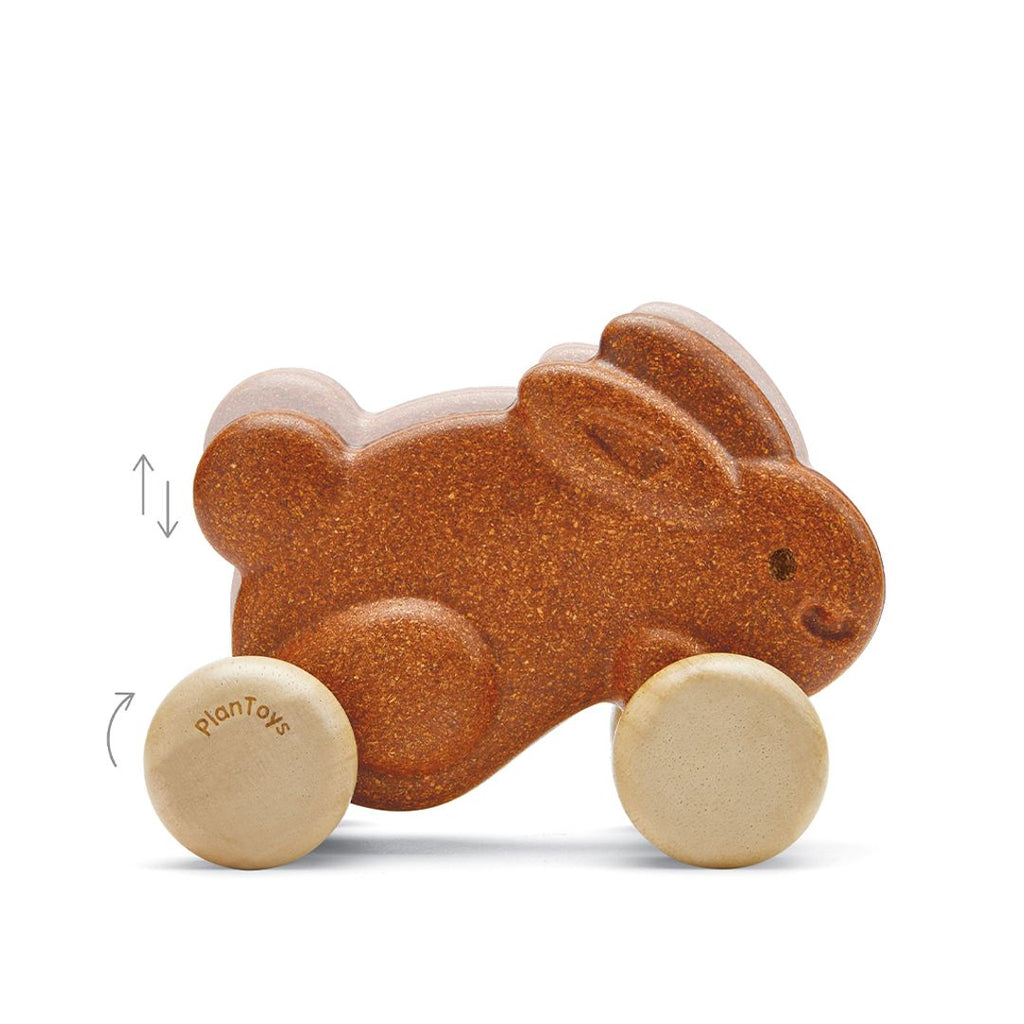 PlanToys brown Push Along Bunny wooden toy