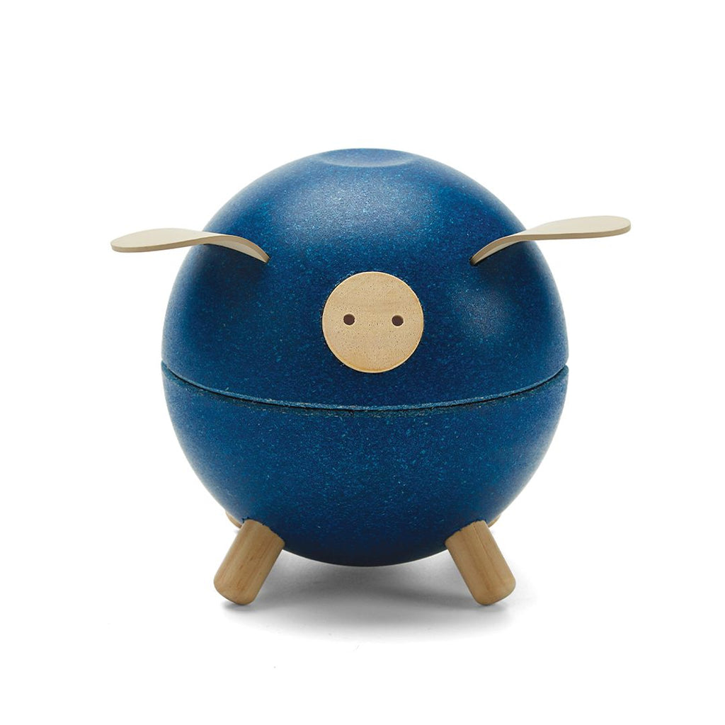 PlanToys blue Piggy Bank wooden material